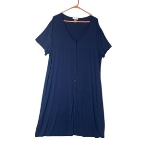 Ekouaer plus XXL button ruffle short sleeve midi dress beach vacation summer